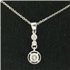 NEW 14k White Gold 16" 0.67 ctw 3 Round Brilliant Diamond Dangle Pendant Necklac