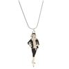 Image 2 : Chanel Vintage Black Silver Resin & Metal Coco Mademoiselle Pendant Necklace