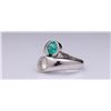 Image 2 : 18k White Gold Moissanite & Emerald Crossover Ring by Carlo Rici