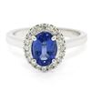 Image 1 : Petite 14k White Gold 1.58 ctw Violet Blue Oval Tanzanite Round Diamond Halo Rin