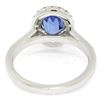 Image 7 : Petite 14k White Gold 1.58 ctw Violet Blue Oval Tanzanite Round Diamond Halo Rin