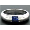 Image 3 : NEW 18k White Gold 0.65 ctw Invisible Set Royal Blue Princess Sapphire Band Ring