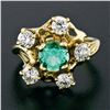 Vintage 18k Yellow Gold Round GIA RARE UNTREATED Emerald Solitaire Diamond Ring