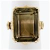 Vintage Handmade 14k Yellow Gold Smoky Emerald Step Cut Quartz Solitaire Ring