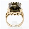 Image 8 : Vintage Handmade 14k Yellow Gold Smoky Emerald Step Cut Quartz Solitaire Ring