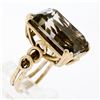 Image 9 : Vintage Handmade 14k Yellow Gold Smoky Emerald Step Cut Quartz Solitaire Ring