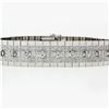 Image 3 : Vintage 18k White Gold 2.40 ctw Round Diamond 15mm Wide Brick Mesh Link Bracelet