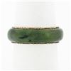 Image 1 : Antique Victorian 14k Yellow Gold & Domed Natural Green Jade 6.8mm Band Ring