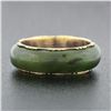 Image 2 : Antique Victorian 14k Yellow Gold & Domed Natural Green Jade 6.8mm Band Ring
