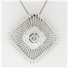 Image 2 : Vintage Handmade 18k White Gold 0.94 ctw Large Open Wire Cushion Pendant Necklac