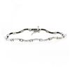 14K White Gold Wavy Link & .88 ctw Round Brilliant Diamond Station Tennis Bracel