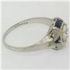Image 6 : Antique Art Deco 18k White Gold 0.65 ctw European Diamond and Sapphire Ring