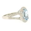 Image 4 : New Modern 18K White Gold 3.07 ctw Oval Aquamarine Diamond Sylvie Split Shank Ri