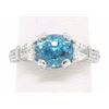 Image 4 : NEW 18k White Gold 3.91 ctw Oval Brilliant Blue Zircon Diamond Accents Ring Sz 6