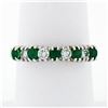 Image 1 : 18k White Gold 1.36 ctw Alternating Round Diamond & Emerald Wedding Band Ring