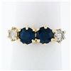 Image 1 : Vintage 14k Yellow Gold 2.16 ctw 6 Prong Round Blue Sapphire & Diamond Band Ring