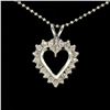 Image 2 : 14k White Gold 0.40 ctw Round Brilliant Diamond Open Heart Pendant 16" Bead Chai