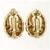 Image 5 : Large 14K Yellow Gold Oval Angel Skin Coral Fluted Grooved Ribbed Omega Earrings