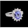 2.50 ctw Tanzanite and Diamond Ring - 14KT White Gold