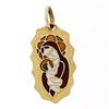 Image 2 : Vintage Eftepi Depose 18K Yellow Gold Mosaic Enamel Mother Mary & Jesus Pendant