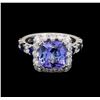 Image 2 : 14KT White Gold 3.49 ctw Tanzanite, Sapphire and Diamond Ring