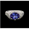 Image 2 : 14KT White Gold 2.84 ctw Tanzanite and Diamond Ring