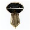 Image 3 : Antique Victorian 14K Gold Black Enamel Leaf Etched Tassel Dangle Brooch Pin