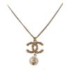 Image 2 : Chanel CC Dangle Pearl Pendant Gold-tone Necklace