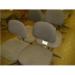 QTY X 4 GREY UPHOLSTERED MACHINIST SWIVEL CHAIRS