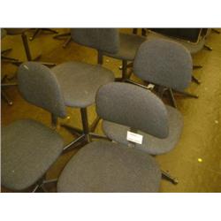 QTY X 4 GREY UPHOLSTERED MACHINIST SWIVEL CHAIRS