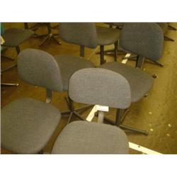 QTY X 4 GREY UPHOLSTERED MACHINIST SWIVEL CHAIRS