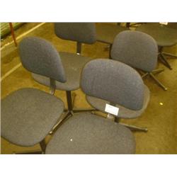 QTY X 4 GREY UPHOLSTERED MACHINIST SWIVEL CHAIRS