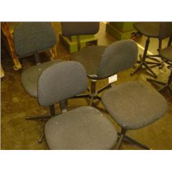 QTY X 4 GREY UPHOLSTERED MACHINIST SWIVEL CHAIRS