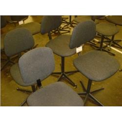QTY X 4 GREY UPHOLSTERED MACHINIST SWIVEL CHAIRS