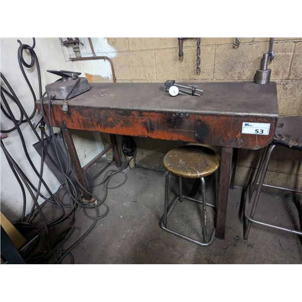 56X20" CUSTOM MADE METAL WELDING BENCH.