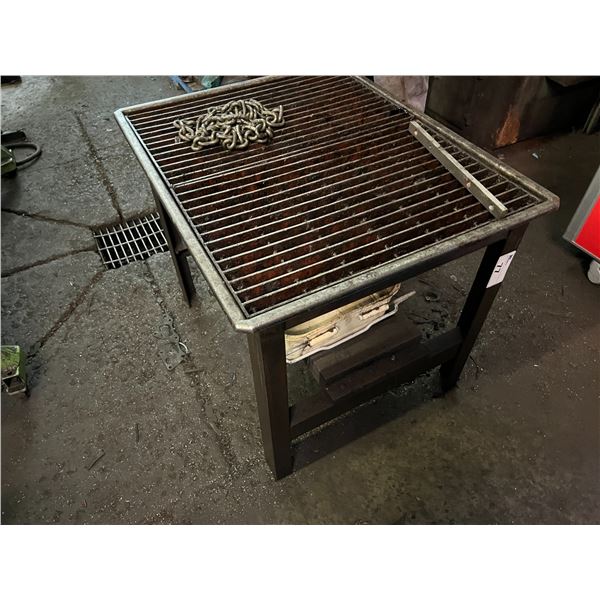 STRIPPING BENCH. 36X29  HEAVY DUTY DRAIN TABLE. COULD BE USED FOR OIL DRAIN OR WELDING