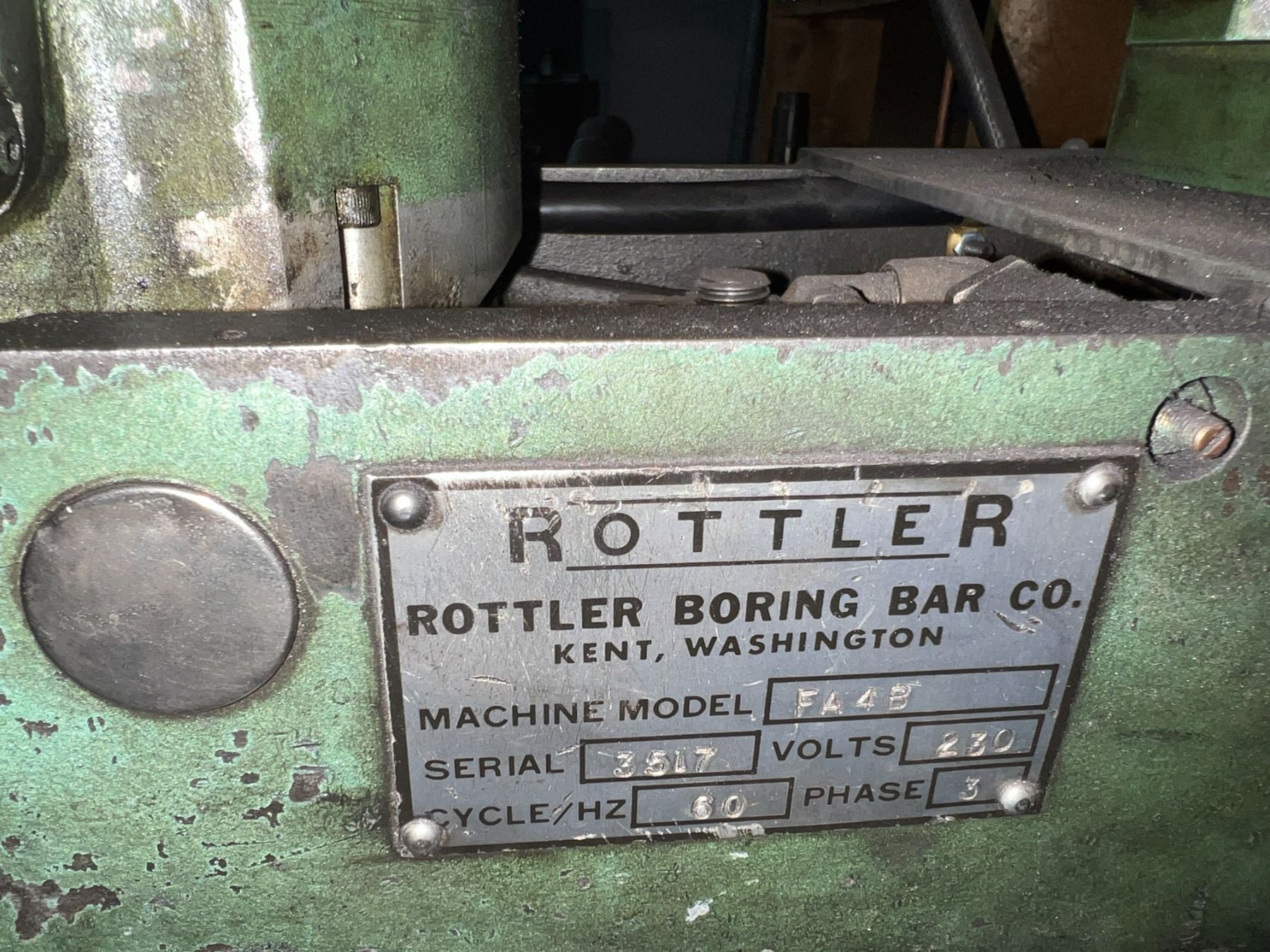 ROTTLER MODEL FA4B CYLINDER BORING MACHINE. 3 PHASE. SIZES FROM 1.5-6 ...