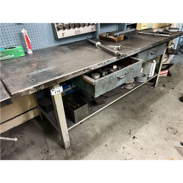 8' X 32" METAL WORK BENCH WITH 2 DRAWERS