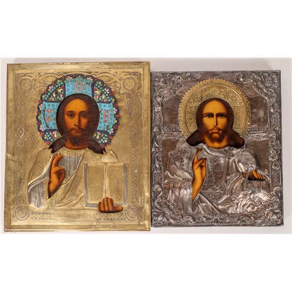 Christ Pantocrator-Two Large Antique Russian Icons    [173596]