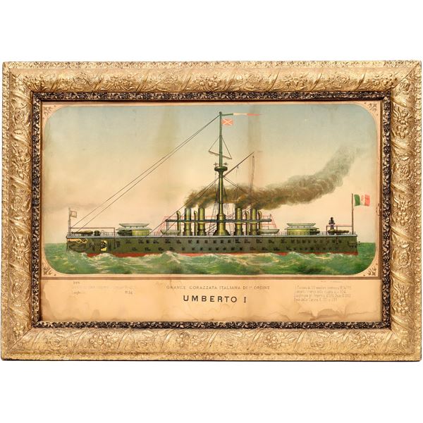 Umberto I Grande Corazzata Framed Watercolor    [139636]