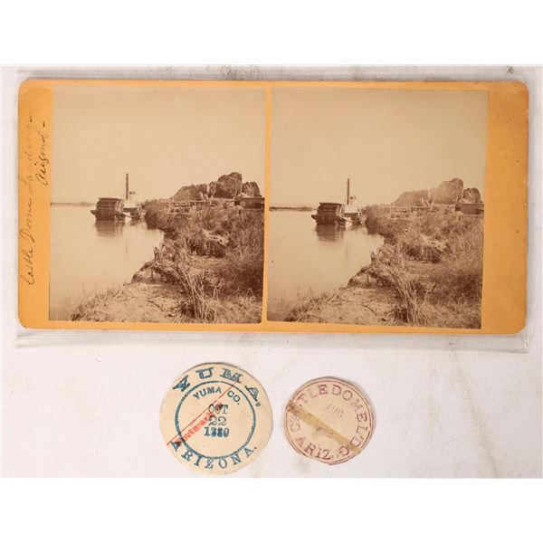 Castle Dome Landing Stereoview and 2 A.T. Postmarks  c1886  [174020]