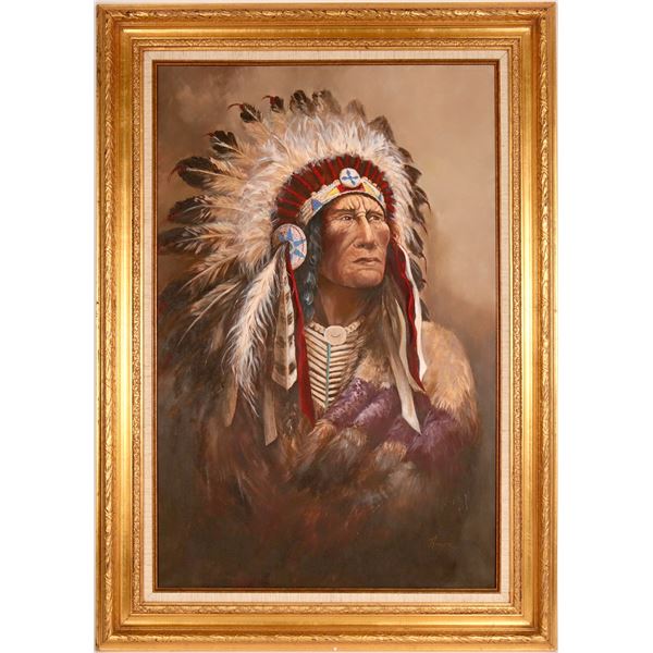 Chief Strong Wind Original Oil Painting by Hanson    [120810]