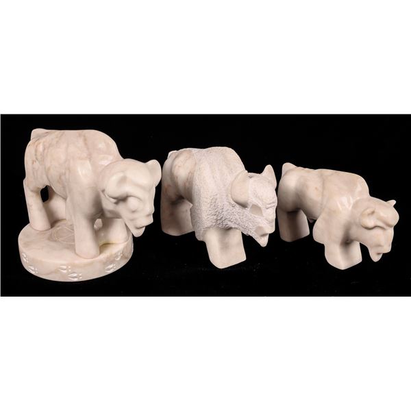 Lakota Alabaster Buffalo Carvings (3) by James Under Baggage    [170394]