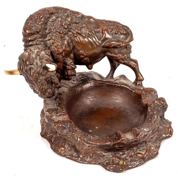 Bronze Clad Buffalo Ashtray by Armor Bronze, c. 1928    [170901]