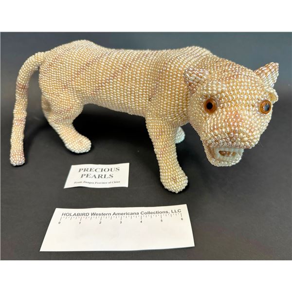 Large Tiger Figurine, Freshwater Pearls    [175883]