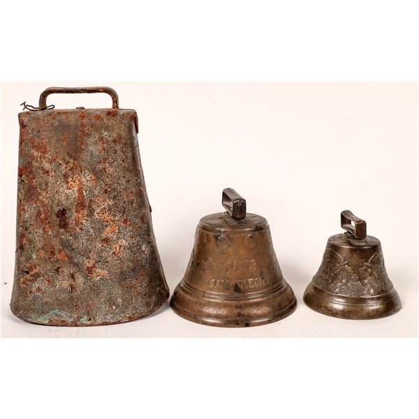 Chantel Foundry Bells (2)  & Cow Bell  1870's  [170788]