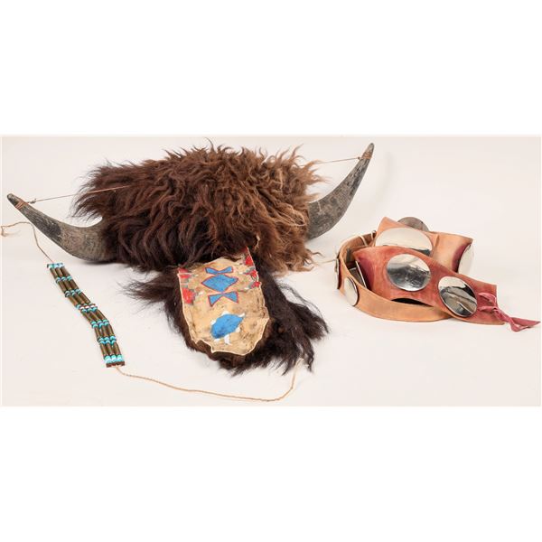 Plains Indians Buffalo Headdress & Leather Breast Collar  19th Century  [170880]