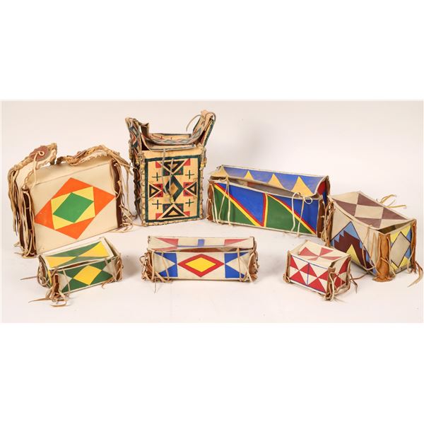 American Indian Rawhide Par Fleche Boxes (7)    [171021]