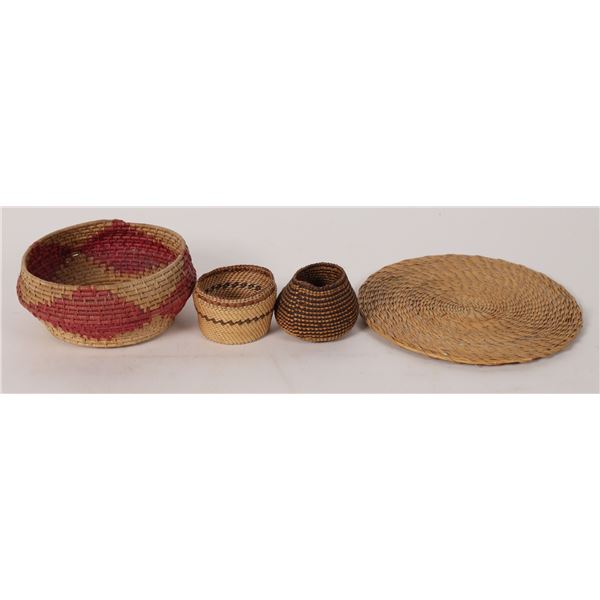 Small Native American Baskets, 3, and 1 Plate    [172893]