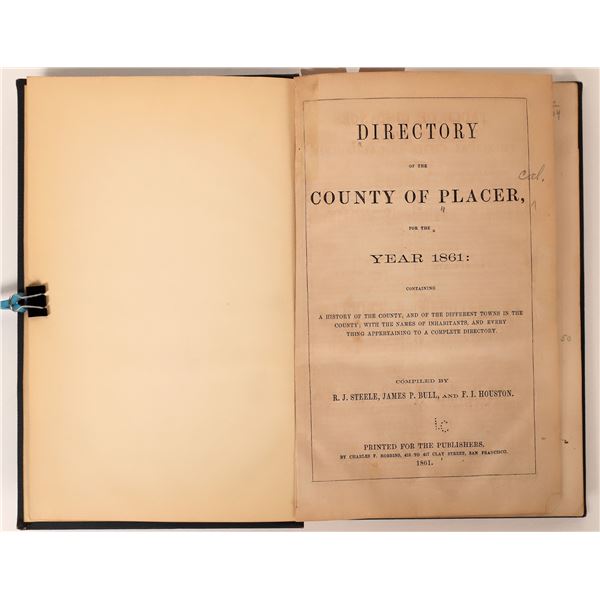 Placer County 1861 Directory  1861  [169391]